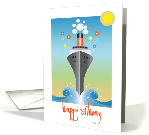 Hand Lettered Birthday of your dreams, Ocean cruiser & Balloons card