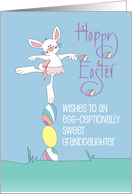 Hand Lettered Easter for Granddaughter White Ballerina Bunny and Eggs card