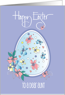Hand Lettered Easter for Aunt Lavender Floral Egg Flowers and Hearts card