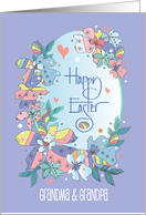 Hand Lettered Easter for Grandparents Patterned Flowers Around Egg card