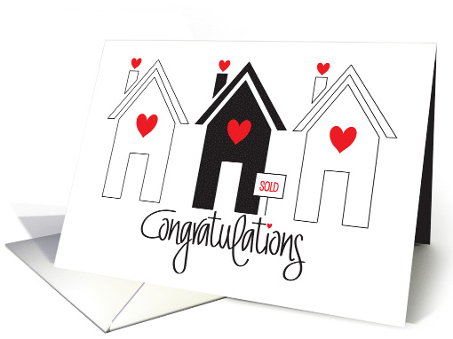 Congratulations on New Job for a Realtor Trio of Homes and Hearts card