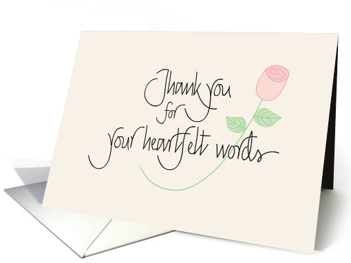 Hand Lettered Thank you for your heartfelt words in a Eulogy card