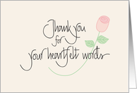 Hand Lettered Thank you for your heartfelt words in a Eulogy card