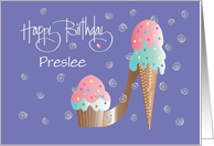 Hand Lettered Birthday for Girl, Custom Name Ice Cream Stiletto Heel card