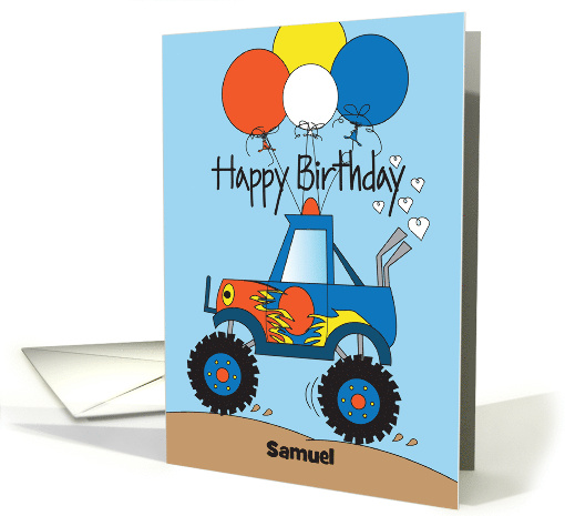 Hand Lettered Boy's Birthday Monster Truck Balloons and... (922927)