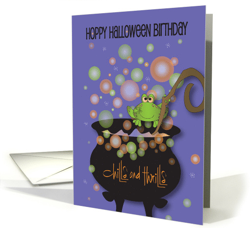 Birthday on Halloween Toad Stirring Black Cauldron Chills... (922930)