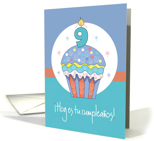 Cumpleaos Espaol para Noveno Cumpleaos con Magdalena y Vela card