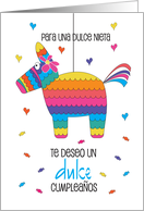 Cumpleaños para Dulce Nieta con Piñata con Muchos Colores y Corazones card