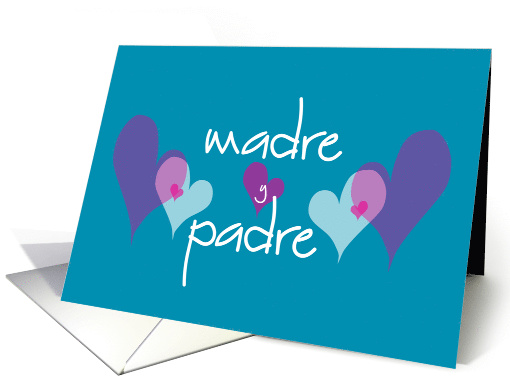 Feliz Aniversario para Madre y Padre en Espaol con corazones card