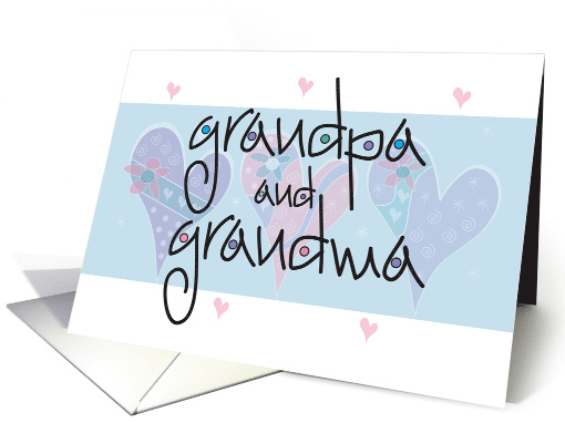 Grandparents Day for Grandma & Grandpa, Hearts & Hand Lettering card