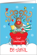 Christmas for Great Granddaughter, Be Joyful Reindeer with Ornaments card