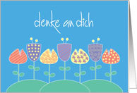 Denke an dich Notiz-Karte Deutsch mit Blumen card
