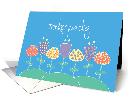 Tnker p dig Svenska noterar kortet, Swedish Thinking of You card