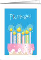 Feliz aniversrio carto en Portugus com velas card