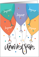 Une carte Français balloons colorées pour joyeaux anniversaire card