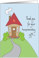 Thank you for your housewarming gift - cute cottage and flowers card