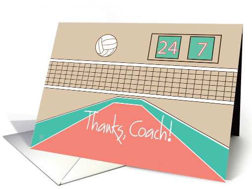 Thanks Coach for Volleyball Coach with Indoor Volleyball Court card