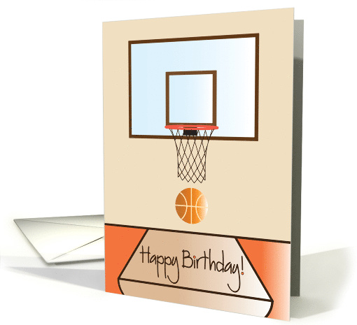 Happy Birthday for Basketball Player or Fan, Basketball & Hoop card