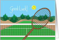 Good Luck for Tennis Player with Racquet and Tennis Ball card