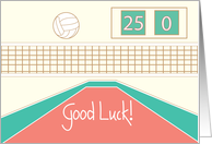 Good Luck for Volleyball Player with Volleyball and Net card