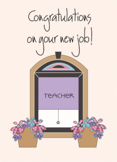 Hand Lettered Congratulations New Job as Teacher Window Scene