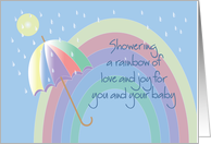 Hand Lettered Baby Shower, Rainbow of Love for New Baby card