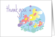 Thank you with colorful flowers, Blank Note Cards