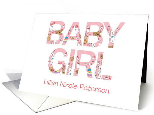 Congratulations for Baby Girl Baby Items in Pink Letters... (958737)