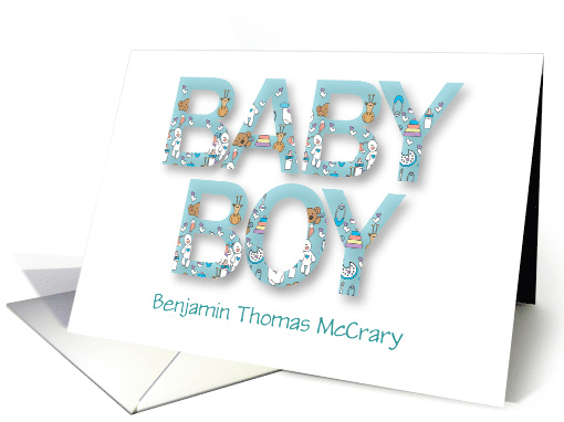 New Baby Boy Congratulations Large Letters and Baby Items... (958741)