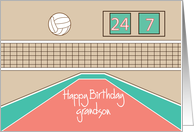 Happy Birthday for Grandson, Volleyball with volleyball court card
