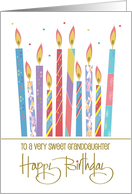 Hand Lettered Birthday for Granddaughter Colorful Decorated Candles card