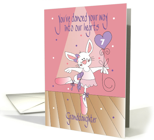 Birthday for Granddaughter Ballet Bunny with Custom Age Balloon card
