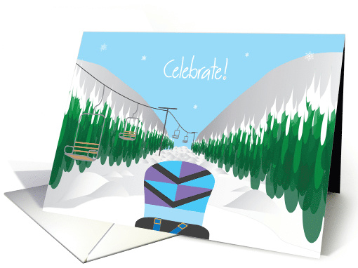 Congratulations for Snowboarding Event, Snowboard and Ski Slope card