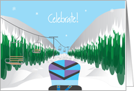 Congratulations for Snowboarding Event, Snowboard and Ski Slope card