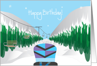 Happy Birthday for Snowboarder with snowboard and slope card