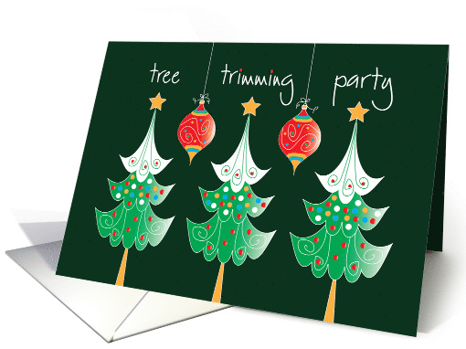 Hand Lettered Invitation to Christmas Holiday Tree Trimming Party card