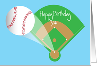 Baseball Happy Birthday For Son with Baseball Field and Home Run card