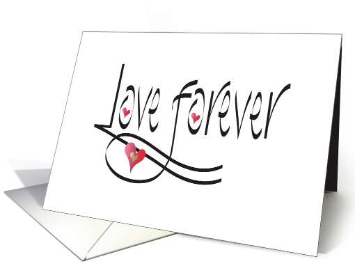 Hand Lettered Love Forever Wedding Congratulations with Hearts card