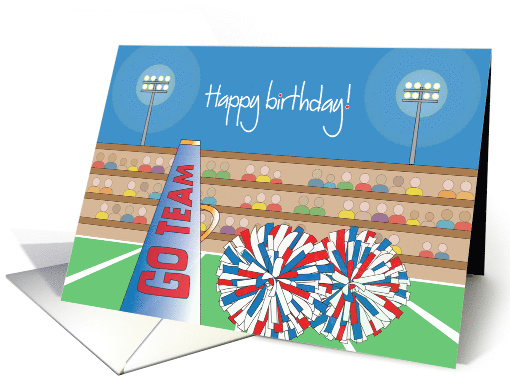 Birthday, For Cheerleader with pom poms and megaphone card (972903)