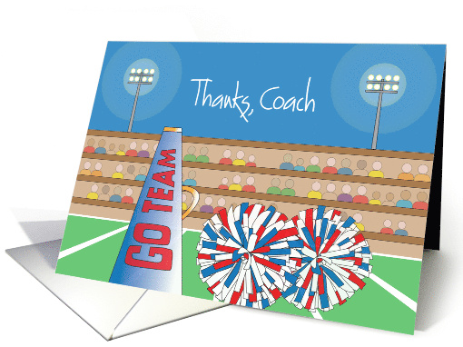 Thanks Coach for Cheer Coach with Megaphone and Poms card (972907)