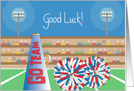 Good Luck on Cheer Performance with Megaphone and Poms card