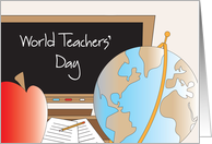 World Teachers’ Day, with Globe, Blackboard and Apple card