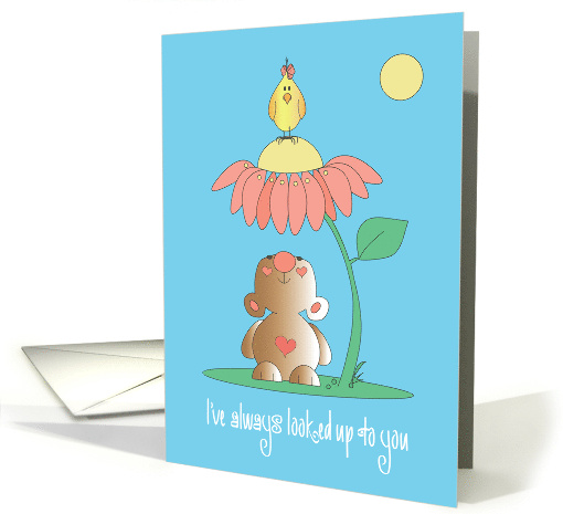 Thank you to Teacher with Bear and Flower Always Looked Up to You card