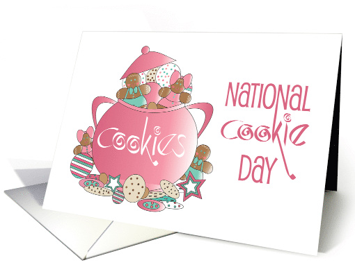 Hand Lettered National Cookie Day with Overflowing Cookie Jar card