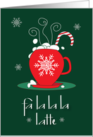 Hand Lettered Christmas Fa La La La Latte Cup with Candy Cane card