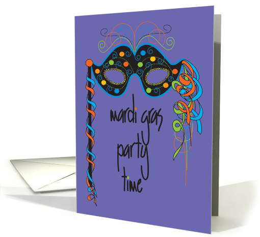 Hand Lettered Mardi Gras Invitation with Colorful Polka... (976611)