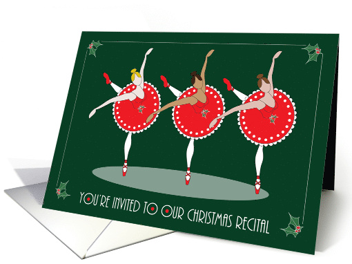 Invitation for Christmas Dance Recital 3 Ballerinas in Red... (978219)