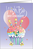 Hand Lettered Birthday for Granddaughter Wish Big Cupcake and Hearts card