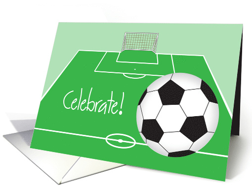 Congratulations for Soccer Player with soccer ball and court card