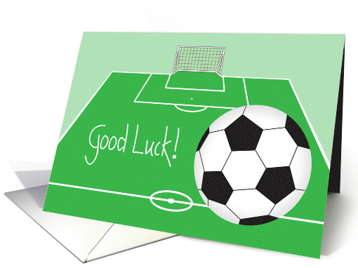 Good Luck for Soccer Player, with Soccer Ball and Soccer Court card